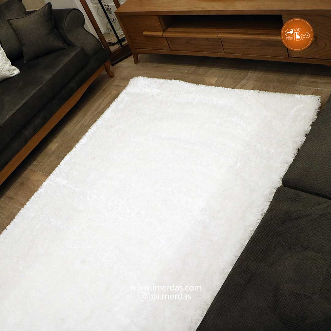 فرش شگی کدX5013 زمینه سفید							